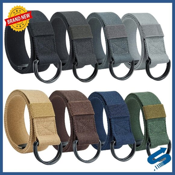 Canvas Belt with Zinc Alloy Buckle Adjustable No Holes Unisex 49\